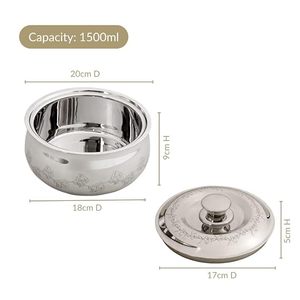 Casserole en acier inoxydable avec motif floral, forme ronde, durable, compatible gaz et induction, passe au lave-vaisselle - Product Image 2