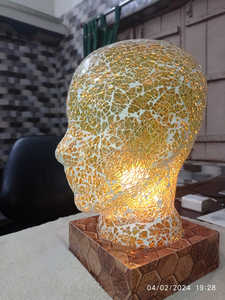 Visage homme crâne mosaïque lampe de table super qualité mosaïque lampe de table d'appoint lampe de table antique fabriquée en inde - Product Image 5