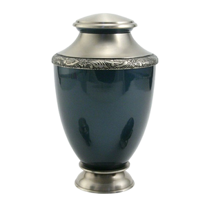 Urnes funéraires pour adultes en laiton de haute qualité, finition polie avec motif dauphin et couleur bleu ciel, pour cendres humaines - Product Image 3