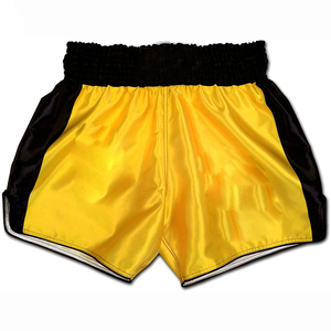 Shorts de boxe en satin personnalisés pour hommes, vente en gros, shorts de Muay Thai professionnels, taille haute, avec logo de marque - Product Image 3