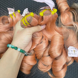 Expédition rapide, mèches de cheveux bouclés de couleur pêche avec fermeture, super double trame, cheveux vierges vietnamiens bruts, cheveux de luxe - Product Image 3