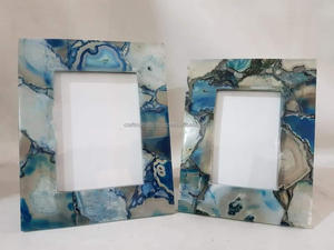 Cadre photo en bois naturel personnalisé en gros avec incrustation d'agate pour la décoration intérieure, cadres en bois de luxe en provenance d'Inde à vendre en gros - Product Image 2