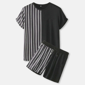 Men's Spring Sporty Casual Wear Terry Fabric Breathable Lightweight Streetwear Pants Set High Quality Polyester/Cotton Wholesale - Product Image 1