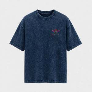 เสื้อยืดคอกลมแขนสั้นทรงโอเวอร์ไซส์ผ้าฝ้ายฟอกสีสไตล์วินเทจสีกรมท่า ยี่ห้อ AVENTRA สำหรับผู้ชาย ดีไซน์โลโก้ด้านหน้า สีพื้นลำลอง - Product Image 1