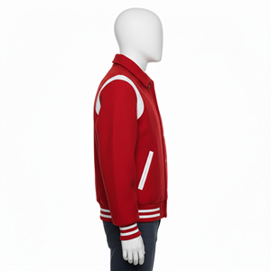 Nouvelle veste universitaire rouge pour homme 2026 en laine et polyester, style preppy, col rabattu, coupe classique, pour l'automne - Product Image 2