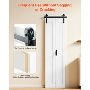 Puerta Plegable de 24 x 84 Pulgadas, Puerta Corredera de MDF para Armario, con Kit de Herrajes, Diseño de Marco en H que Ahorra Espacio, Fácil de Montar - Product Image 2