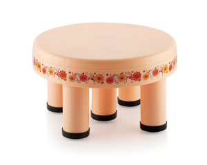 Round Plastic <b>Stool</b> With Floral Foiling Design For Home Use - Product Image 3