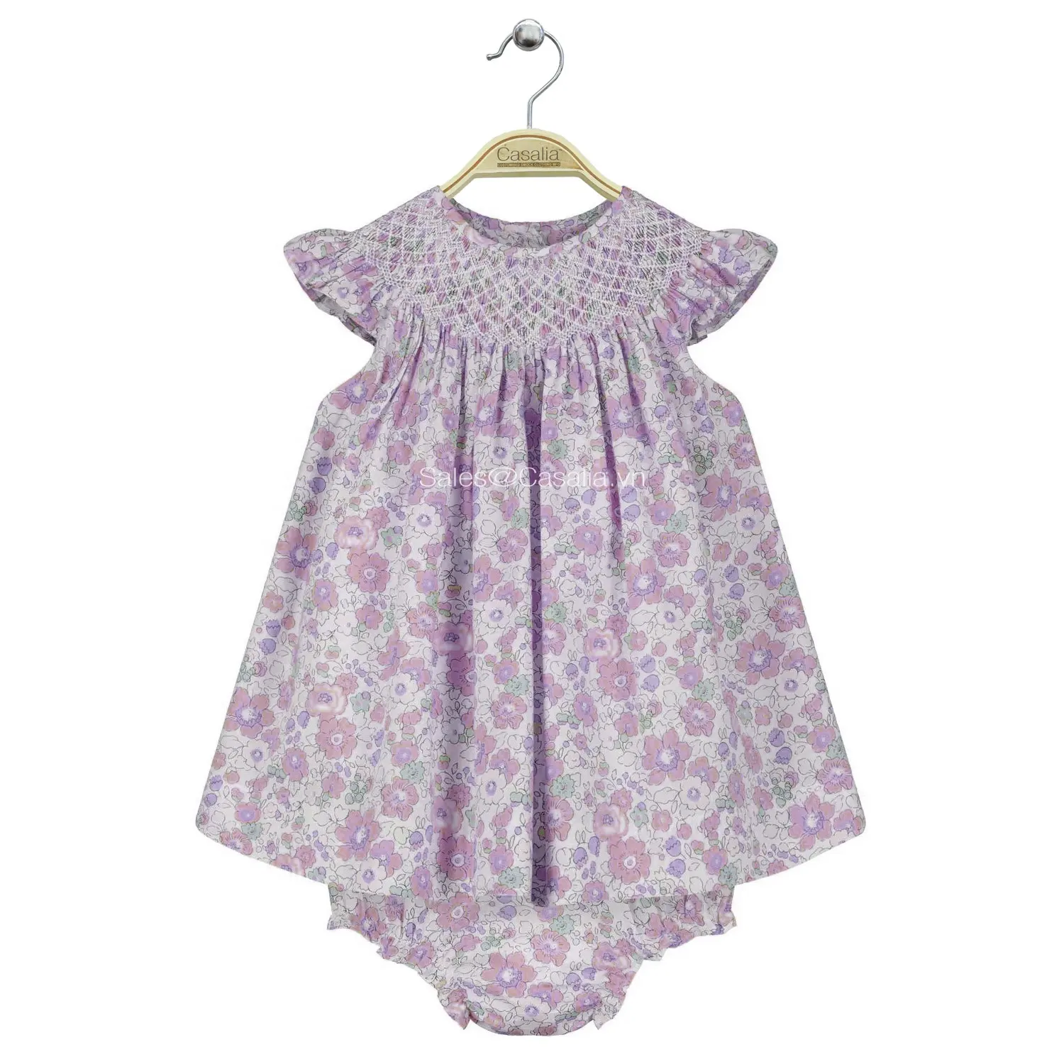 Vestido Smocked para niñas en tela Floral Liberty Betsy, vestido Smocking para niñas en la parte delantera y trasera, vestido Boutique bordado Smock