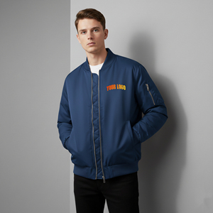 Custom Made 100% Wool <b>Canvas</b> Winter Waterproof Windproof Hooded Varsity <b>Jacket</b> Men's Oversized Solid Color High Street Front - Product Image 2