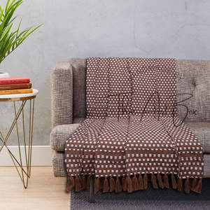 Antique Indian Handmade Throw Blanket Bohemian Cloth Bed <b>Sofa</b> <b>Cover</b> With Tassels Hand-Loomed Block Print Cotton <b>Sofa</b> Throw - Product Image 5