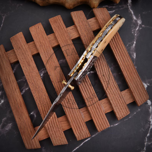 Premium Industrial Grade Damascus Folding Knife Outdoor Camping EDC Utility <b>Drop</b> Point Personalized Survival Pocket Knives - Product Image 3