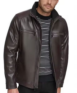 แจ็คเก็ตหนังผู้ชายสีพื้นขายดีสำหรับฤดูหนาว ระบายอากาศ กันลม กันน้ำ เป็นมิตรกับสิ่งแวดล้อม ทรงเข้ารูป มีไซส์ใหญ่ ซิปแบบรูด - Product Image 1