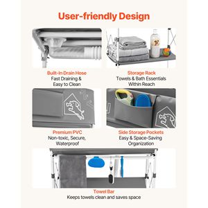 Stazione di Lavaggio e Toelettatura Pieghevole per Animali Domestici, Vasca da Bagno Portatile Salvaspazio per Cani, Ideale per Esterni - Product Image 4