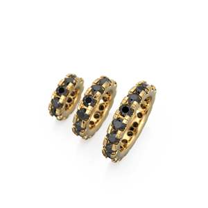 Breloque ronde en or 14 carats avec diamants noirs, Breloque roue en diamant noir, Support de breloque rond, Connecteur de bande éternité en diamant rond - Product Image 4