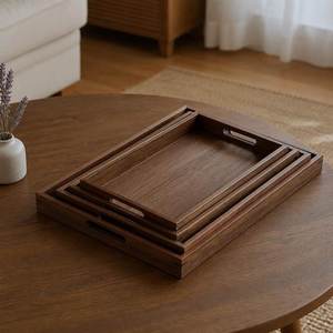 Elegante Bandeja Rectangular de Madera, Bandejas Decorativas Portátiles de Madera para Almacenamiento de Alimentos, para Té, Cubiertos, Frutas, Hogar, Cocina, Fiestas - Product Image 3