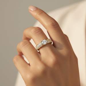 Anillo solitario ovalado de 1.00 quilates – Pavé imponente - Product Image 6