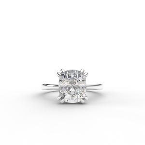 Bague solitaire en diamant de laboratoire taille coussin en or jaune / rose / blanc 18 carats - Product Image 6