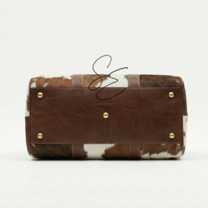 Vintage Cowhide Leather Duffel Bag Hair On Hide Large Capacity Weekender Travel Bag with Shoulder <b>Strap</b> for Men Women OEM - Product Image 5