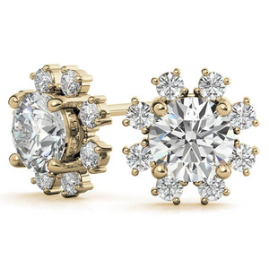 ต่างหูเพชรเม็ดกลมแบบคลัสเตอร์ VS1 เพชรสร้างในห้องปฏิบัติการ แท้ 10k 14k 18k สำหรับผู้หญิงและเด็กผู้หญิง - Product Image 3