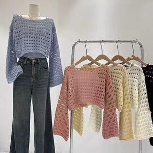 Nouvelle mode printemps, pull cardigan à col rond à manches longues de couleur unie pour femmes - Product Image 6