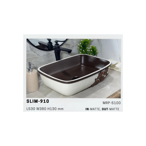 Slim 901 Premium Matte Finish Ceramic Table Top Wash <b>Basin</b> Vessel Sink for Luxury Bathroom Vanity Countertops - Product Image 6