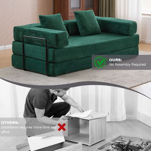 Divano Letto Convertibile Comodo con Supporto Lombare a Cuscino e Braccioli, Futon Lounge Sleeper C-Product - Product Image 5