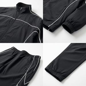 QUICKSHOW Casual Waterproof <b>Lightweight</b> Solid Reflective <b>Jacket</b> Zipper Set Side Striped Windbreaker Custom Logo Tracksuit Nylon - Product Image 4