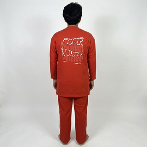 ชุดเซ็ตเสื้อยืดแขนสั้นและกางเกงขายาวผ้าเทอร์รี่ถักสไตล์วินเทจสำหรับผู้ชาย ชุดลำลองสองชิ้นสำหรับฤดูร้อน แห้งเร็ว ระบายอากาศได้ดี - Product Image 2