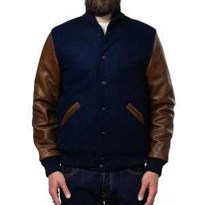 Premium Wool Chenille Embroidery Varsity Jackets Men Vintage Leather Sleeves Regular Plus Size with Logo - Product Image 3