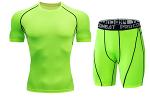 Conjunto de ropa deportiva de compresión para hombre, camisa y pantalones cortos ajustados para gimnasio, chándal para correr, MMA, Fitness, 2 uds. - Product Image 6