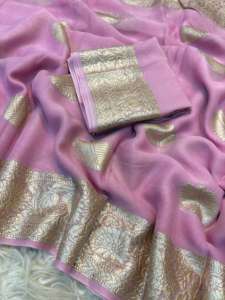 Sari Moderno de Georgette de Seda con Blusa Pallu para Mujer, Uso Casual y de Fiesta, Secado Rápido, Corte Regular - Product Image 2