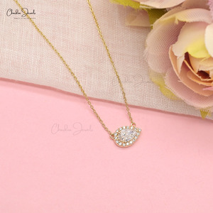 Nuevo Collar con Halo de Diamantes Blancos de 0.52 Quilates, Collar de Oro Amarillo de 14k con Forma de Lágrima, Joyería Hecha a Mano, Regalo de Acción de Gracias - Product Image 5