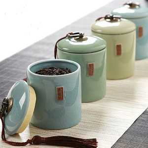 Ceramic Spice <b>Jar</b> With Wooden Lid And Spoon Traditional Chinese Blue Floral Design Square Shape Airtight Food <b>Storage</b> Container - Product Image 5