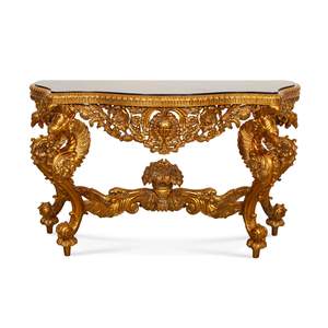 Mesa Consola Clásica Europea Hecha a Mano en Madera de Caoba Maciza con Tapa de Mármol - Muebles para Sala de Estar, Entrada, Villa y Hotel - Product Image 1