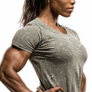 T-shirt d'entraînement pour femme 100% polyester, T-shirt de musculation athlétique pour femme, T-shirt de sport à manches courtes pour femme - Product Image 6