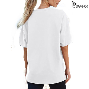 Camiseta Corta Holgada de Alta Calidad para Mujer, Estilo Deportivo, Color Blanco Sólido, Camisetas de Calidad al por Mayor - Product Image 3