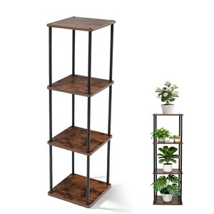 Support à plantes rustique en bois de manguier à 4 pots, style ferme, vente en gros Inde - Product Image 2