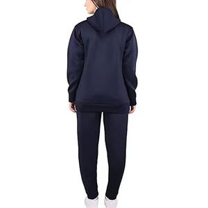 Ensemble de survêtement respirant en polyester pour femme, manches longues, couleur unie, avec capuche et fermeture éclair sur le devant, idéal pour le jogging décontracté en automne - Product Image 3
