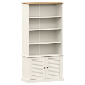 Librero de Madera de Pino Sólido Blanco de 33.5 x 13.8 x 66.9 Pulgadas, Elegante Estantería para el Hogar o la Oficina - Product Image 2