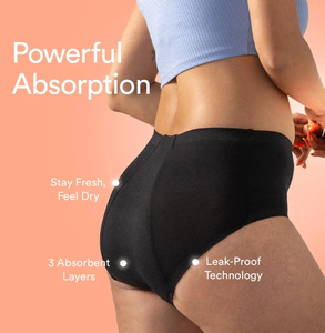 Ropa Interior Absorbente a Prueba de Fugas con Logotipo Personalizado OEM al por Mayor, Mezcla de Poliéster/Spandex, Bragas Menstruales a Prueba de Fugas para Mujeres y Niñas - Product Image 5