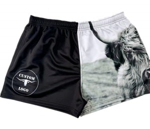 Shorts de rugby 100 % coton pas chers en gros, logo personnalisé, séchage rapide, short de plage pour garçons avec cordon de serrage - Product Image 2