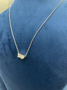 Collar con Colgante de Barra de Corazón con Diamante Cultivado en Laboratorio, Corte Princesa, Oro Blanco de 9K, 1.06 Quilates, Chapado en Rodio, Lujoso - Product Image 2