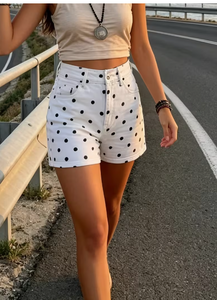 Shorts de Mezclilla Blancos de Cintura Alta, Ajustados, de Secado Rápido, Casuales de Verano para Mujer, con Bordado de Estrella - Product Image 2