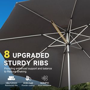 Ombrellone da Patio da 2,7 m con Manovella Inclinabile a Pulsante, Protezione UV, Impermeabile, Ombrellone da Giardino per Esterni 8 - Product Image 6