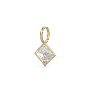 Colgante de Cuarzo Blanco de 5mm en Oro Amarillo Sólido de 14k con Bisel para Joyería / Piedra de Nacimiento de Abril / Gema Transparente con Corte Princesa - Product Image 5