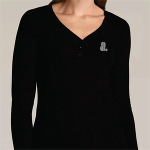 Camiseta Henley de Algodón Orgánico 100% Ecológico, Transpirable, Informal, de Verano, con Logotipo, para Mujer - Product Image 2