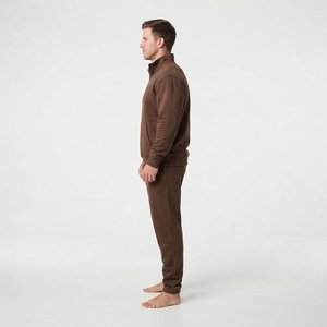 Ensemble de survêtement tendance pour homme, col montant, pull demi-zip, pantalon large, style streetwear décontracté - Product Image 4