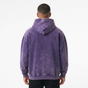 Custom Men's <b>Oversized</b> Rhinestone Purple Acid Wash Hoodie <b>Vintage</b> Cotton Streetwear Pullover Hooded <b>Sweatshirt</b> Wholesale - Product Image 2