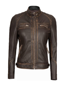 Fashion <b>Women</b> Leather Motorcycle <b>Jacket</b> with Premium <b>Zipper</b> Closure Soft Inner Lining and ODM Service - Product Image 1