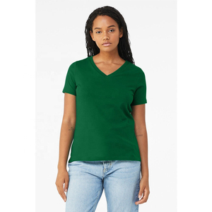 Camiseta de Manga Corta con Cuello en V para Mujer, Jersey Regular, Transpirable, de Algodón, con Parches Bordados, Diseño OEM, Secado Rápido, Ecológica, para Verano - Product Image 4